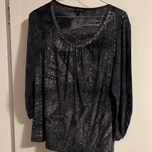 Sami and Jo Black Sequin Blouse xl like new